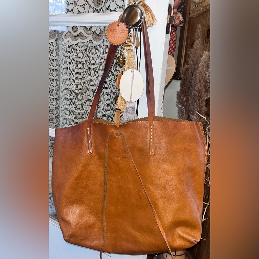 Jack Gomme Atelier GenuineLeather Calm ToteBag Purse -Khaki Made In France RAREā - Picture 9 of 16
